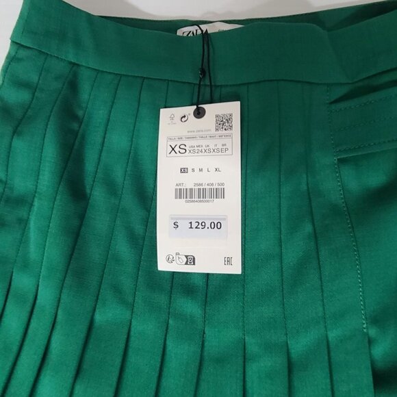 ZARA PLEATED SKIRT WITH BELT - LIMITED EDITION GREEN SIZE XS | 2586/408 - Picture 10 of 13